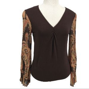 Trilogy brown boho long sleeve Top
